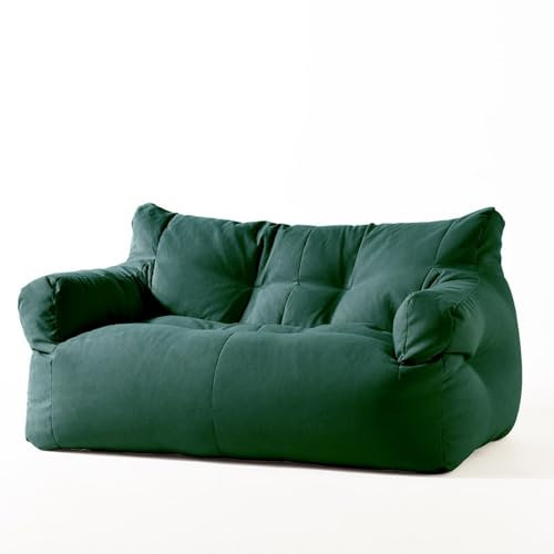 JNTFNE Sitzsack, Stuhl, Doppelsofa, faules Sofa, Freizeit, Schlafzimmer, Wohnzimmer, Balkon, modern, einfach (ohne Füllstoffe) (Farbe: Dunkelgrün)