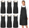 EOGRFW 6 Stück Kochschürze,Schwarze Schürzen mit 2 Taschen,Verstellbare Schürze,Schwarze Kochschürze für Männer Damen,Unisex Köche Schürze,Latzschürze für Küche Kellner Friseur Barista