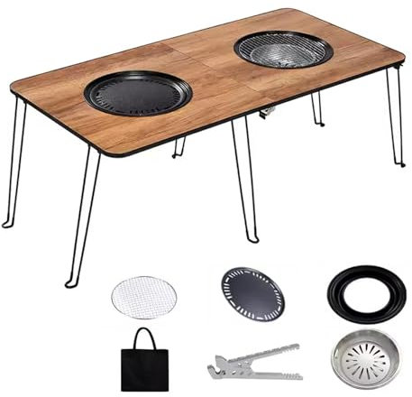 Mesa Camping Plegable, Mesa Cocina Camping Plegable Parrilla con Tapa, Fácil de Limpiar Fregadero Aislado, para Pícnics, Barbacoas, Cámping(60 * 120CM)