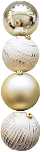 4 x Weihnachtskugeln aus Kunststoff Ø 15 cm - Champagner | Wetterfest Christbaumkugeln für Innen und Außen - Weihnachtsbaumkugeln Kunststoff