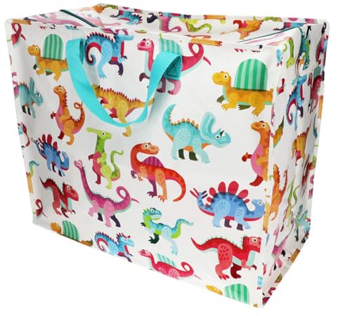 XXL Riesentasche Baby Dinos Aufbewahrungstasche mit Reißverschluss Dinosaurier-Motiv ca. 58×28×48 cm
