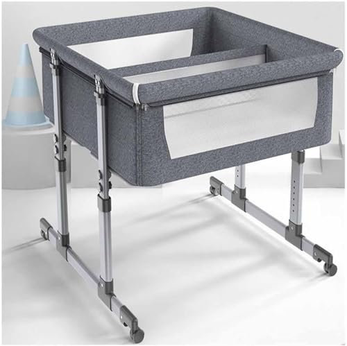 SAYEYBU Babybett FüR Zwillinge, 6-Fach HöHenverstellbar, Einfach Zusammenklappbares Babybett, Tragbares Babybett Mit Stubenwagen FüR Kleinkinder, Neugeborene, Babys,C,Without Basket