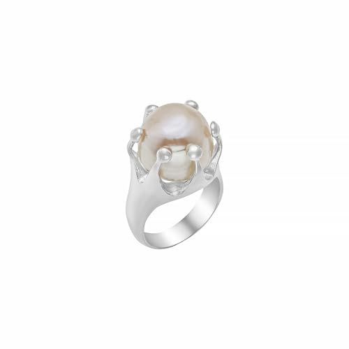 Cassini, Damen Ring mit Perle & Krone, aus 925er Silber, massiver & hochwertiger Ring 2RKP60X6