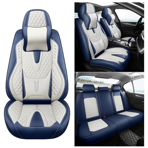 nenyan Autositzbezüge Komplett Set Universal in Premium Design | Schonbezüge für die Vordersitze & Rückbank | Auto Sitzbezüge Airbag Geeignet | Wasserdicht Sitzbezug - Blau