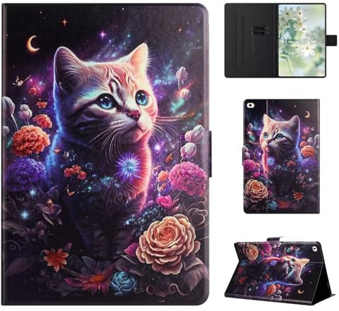 Vaitasy Coque pour iPad 9.7 Pouces (2018/2017) iPad Air 2/ iPad Air, à Angles de Vision Multiples Folio Étui avec Ultra-Mince Housse iPad 6/5 Génération - Chat Rose