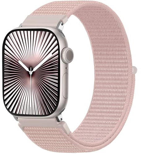 Ynitec Sport Loop Armbänder Kompatibel mit Apple Watch Armband 38mm 40mm 41mm 42mm für Damen, Einstellbar Weich Nylon Ersatzarmband für iWatch Band Series 10 9 SE 8 7 6 5 4 3 2 1, Rosa