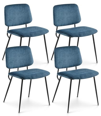 COLAMY Esszimmerstühle 4er Set, Moderner Küchenstühle, Esszimmerstuhl, Polsterstühle, Esstisch Stühle, Stühle Esszimmer, Mittagessenstühle, Stoff, Metallbeine, Grün