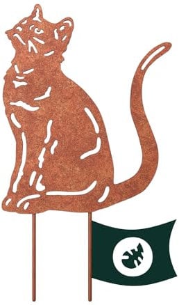 VERDOBA Katze Gartendeko Rost - Gartenstecker Katze mit Rostpatina - Gartenstecker Rost - Blumentopf Katze aus stabilem Eisen - Rost Deko Katze Garten - Rost Deko für Garten, Balkon & Terrasse