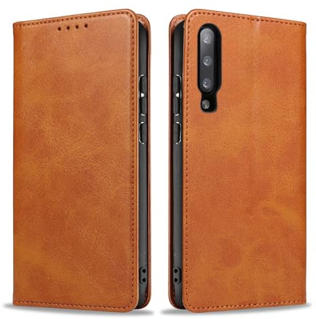LBH Handyhülle Smartphone-Hülle für Samsung Galaxy A70 / A70s Klapphülle Magnetverschluss Kartenfächer Geldfach Standfunktion Case Etui Rundumschutz Schutzhülle Hellbraun