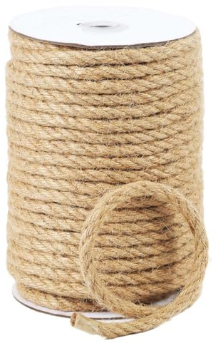Radix Rope Natural Jute Twine, Jute Rope Roll, Heavy Duty Thick Twine for Cat Scratching Post, Bundling, Gardening and DIY Crafts (8MM x 100FT)