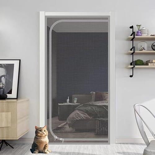 Katzengitter Balkontür,Haustiersichere Mesh Tür für Wohnzimmer, Haustiere Bildschirm TüR, Aus Nano-Mesh,Robust und langlebig,Verhindern, dass Katzen ausbüxen,Für Wohnzimmer, Schlafzimmer.(A2,150cm*220