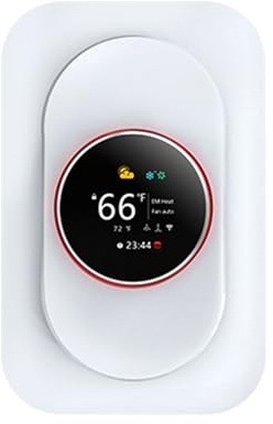 Eujgoov Termostato WiFi Programmabile per Controllo Temperatura Casa con Pompa di Calore, Touchscreen LCD, Controllo Vocale, Compatibile iOS e Android