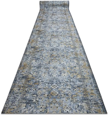 rugsx Läufer Antirutsch Lotus Nomad 29671 Ornament grau - Waschbar - 120x600 cm- Rutschfester Teppich für Flur & Küche