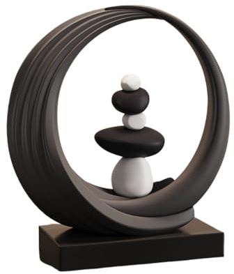 HIRAIDAI Skulptur Büro-Desktop-Harz-Ornamente 28X26X10CM Wohnkultur Einweihungsparty Wohnzimmer Dekoration - Schwarzer Rahmen