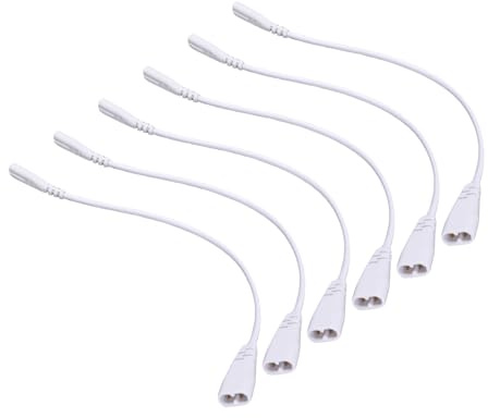 Ruimou 6 Pcs 2Pin LED Stromkabel Lampen Verbindungskabel Male/Female Plugs for T4 T5 T8 LED Lamp Parallel Connecting (White 30cm)