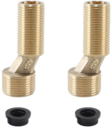 DUZEPA Adaptateur de baignoire à filetage mâle G1/2 vers G3/4, lot de 2, en laiton, pour robinet excentrique à bras pivotant, fixation murale (jaune), 7 cm