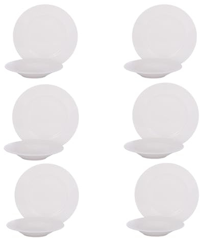 Servizio 12 pezzi tavola porcellana Seraphine bianco