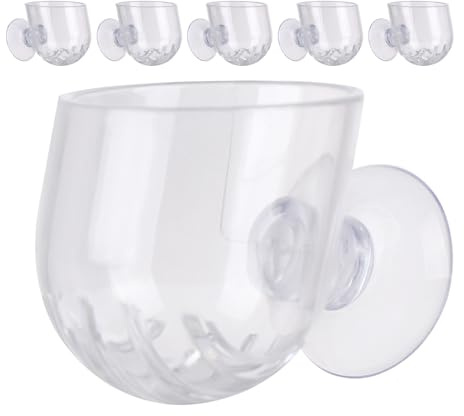 Angoily Lot de 6 Coupelles à Ventouse en Acrylique Transparent Mangeoire à Escargots pour Aquarium Pot Rouges et Tubifex Accessoire Polyvalent pour Aquarium et Terrarium Taille Petite