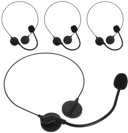BESPORTBLE 4pcs Fake Headset Microphone Costume Accessory Props for Halloween Party Cosplay Singer Headpiece Mic for Masquerade and Themed Events
