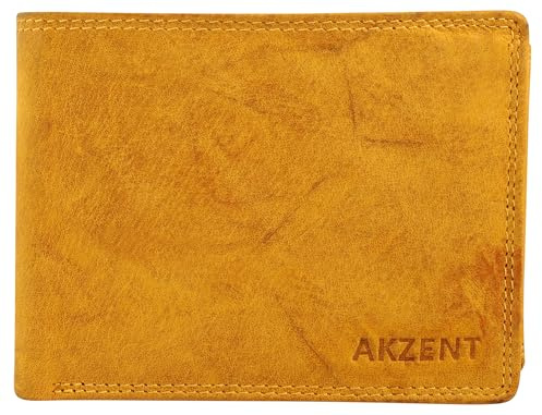 Akzent Geldbörse für Unisex aus Leder in Braun, Geldbeutel mit Druckknopf in 9,5 x 12 x 2 cm