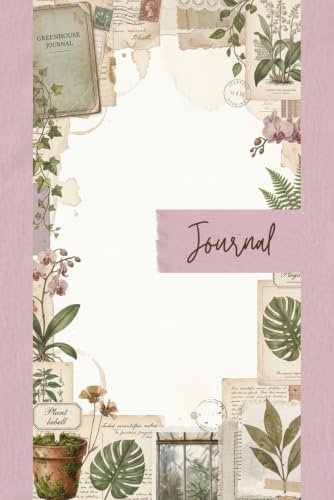 Vintage Greenhouse Conservatory Junk Journal Pages - 6x9 Aesthetic Paper - 100 Decorative Writing Sheets with Exotic Orchids, Monstera Leaves, Potted Ferns, and Antique Scientific Notes Textures