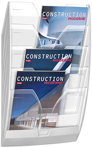 CEP Présentoir mural Magnétique Trieur 5 compartiments Aimanté Support rangement Documents vertical Format 24x32cm Fixation magnet Blanc Cristal