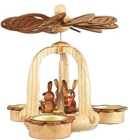 Rudolphs Schatzkiste Osterdekoration Pyramide mit 3 Osterhasen Natur BxHxT 19,2x17x19,2cm NEU Ostern Pyramide Osterpyramide Holzpyramide Tischdekoration Dekoration Weihnachten Wärmespiel Lichter