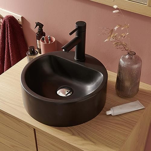 MOB-IN Vasque Ronde à Poser en résine 37 cm Nori Noire