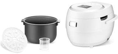 CUCKOO Micom CR-1020F Cuiseur à riz Micom de 10 tasses (non cuit)/20 tasses (cuit) avec pot intérieur antiadhésif, 16 options de menu, écran LCD, technologie Fuzzy Logic, nettoyage automatique (blanc)