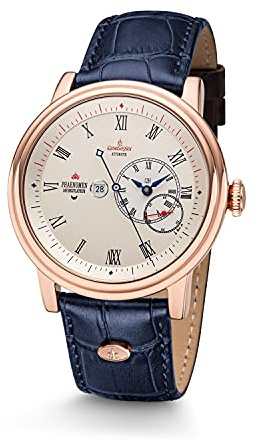 Kronsegler Phaenomen Automatik Regulateur Herren Armbanduhr Rose-Altweiß-Römisch