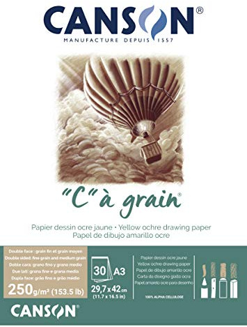 CANSON C à grain Block, DIN A3, 30 Blatt, 250 g/m², Ockergelb-meliert, leicht gekörnt