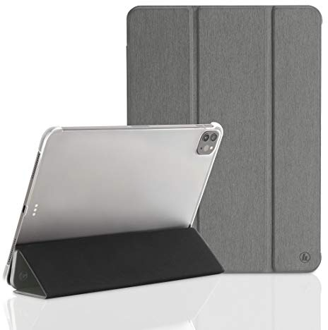 Hama Hülle für iPad Pro 2020 11 Zoll (aufklappbares Case für Apple Tablet, Schutz-Hülle mit Standfunktion, transparente Rückseite, magnetisches Cover mit Auto Wake/Sleep Funktion) grau