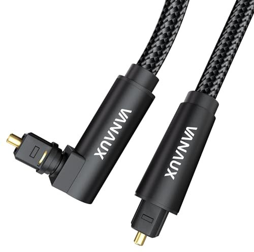 90 Degree Optical Audio Cable, VANAUX Right Angle Digital Audio Toslink Cable for S/PDIF Audio Converter, Home Theater, Sound Bar, TV, PS4, Xbox, Playstation (1m)