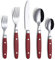 ANNOVA Ensemble de couverts/couverts en acier inoxydable avec poignées de couleur et rivets/style rétro. (Red, 20 Pieces)