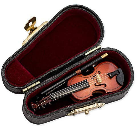 Geschenke Violine Musikinstrument Miniatur-Nachbildung mit Etui, 8X3Cm
