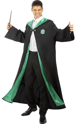 Funidelia Déguisement Officiel Serpentard Harry Potter pour homme et femme, Tunique Poudlard avec logo imprimé pour adultes, Déguisements de Carnaval, Halloween et Fêtes – Taille M