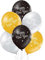 Party Factory `Happy New Year´ Party-Set, 25 Latexballons á ø27cm in Gold, Silber und Schwarz, Luftballon Dekoration für Silvester