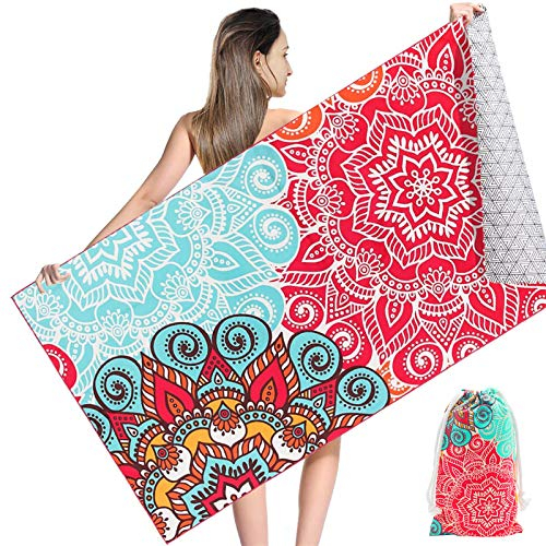 NovForth Strandhandtuch, 180 * 90 cm Mikrofaser Strandtuch mit Tasche, Schnelltrocknende Sporthandtücher, Reisehandtuch Saunahandtuch, Tragbares Badetuch Groß für Reise, Strand, SPA, Sauna
