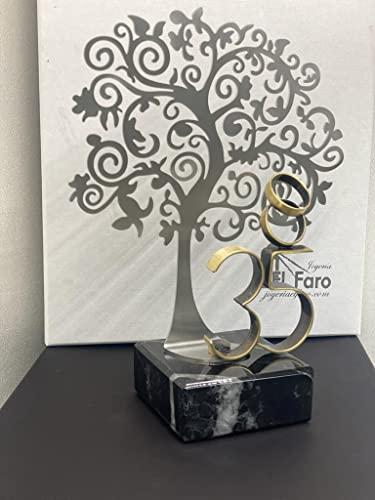 JOYERIA EL FARO | Grabado personalizado | Presentación en estuche premium | Celebra vuestros años de amor juntos (35 aniversario, 22 x 18 cm)