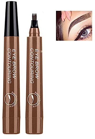 Augenbrauen-Tätowierungsstift, Augenbrauenstift, Microblading-Augenbrauenstift, flüssiger Vierpunkt-Augenbrauenstift, langlebiger wasserdichter, wischfester Augenbrauenstift (Dunkelbraun)