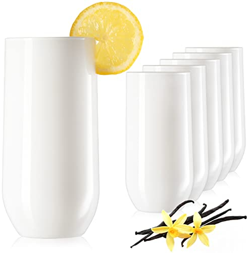 PLATINUX Elegante Weiße Trinkgläser aus Glas 360ml (max. 440ml) 6 Teilig Wassergläser Saftgläser Longdrinkgläser