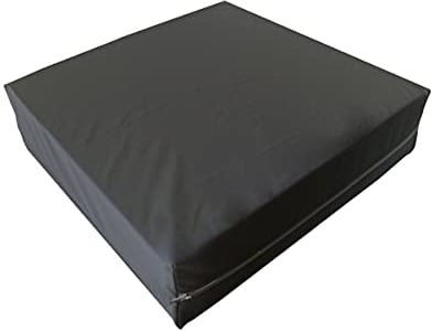 Kaltschaum Sitzkissen Anti Dekubitus Schaum Sitzpolster 40 x 40 x 5 cm für Gartenmöbel Rollstuhl Auto LKW Bürostuhl Chefsessel Kissen Rücken (RG 35 (mittel) mit Outdoor / Inkontinenz Bezug schwarz)
