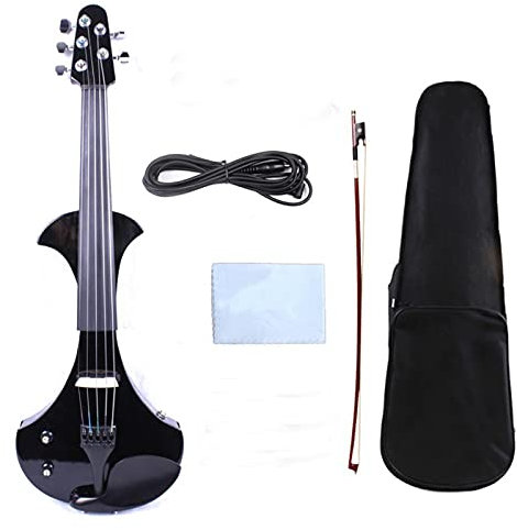 Violon Enfant 5 Corda A Sinistra Nero Violino Elettronico Violino 4/4 Cavo A Mano + Cavo di Arco
