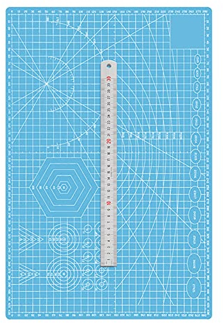 TEN-HIGH A2 Selbstheilende Schneidematte,Blau 2mm dick,Bastelunterlage 60cm x 45cm,mit Stahllineal