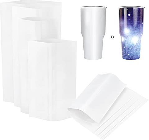 PH PandaHall 40pcs Manchons rétractables par Sublimation Film rétractable de Transfert de Chaleur Sacs d'emballage rétractables Blancs pour la Sublimation de gobelets,Tasses,Tasses et flans,4 Tailles