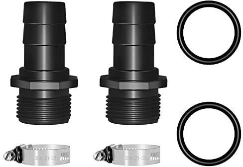 LONGRUN PVC Tube Adapter Hose Barbed Fitting, Male 1.2 NPT x 1 Barb Connector with 2 Hose Clamps for Pond Fountain Waterfall-4 Pieces Set
