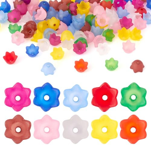 Craftdady 100 Stück mattierte Blumen-Perlenkappen, Tulpenblumen-Endkappen, matt, für Schmuckherstellung, Basteln, Heimdekoration, 100 Stück