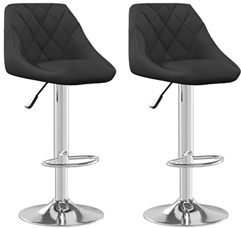 vidaXL 2X Barhocker Höhenverstellbar Drehbar Küchenhocker Barstuhl Tresenhocker Thekenhocker Tresenstuhl Bistrohocker Bar Stuhl Hocker Schwarz Samt