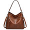 Sacmill Damen Handtasche PU Leder Umhängetasche Shopper Top-Griff Tragetaschen Elegant Schultertasche für frauen (Braun1021)