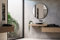 BERNSTEIN® Badezimmerspiegel 8232 rund mit Leichtmetallrahmen in Schwarz, Weiß und Gold Wandmontage Wandspiegel Badspiegel Bad, Spiegel mit Aluminiumrahmen in Schwarz, Spiegel Ø 100cm
